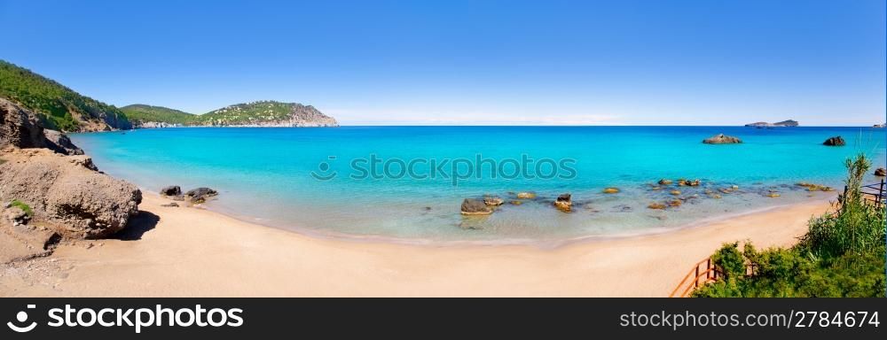 Aiguas Blanques Agua blanca Ibiza beach with turquoise water