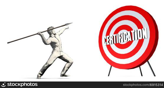 Aiming For Certification with Bullseye Target on White. Aiming For Certification