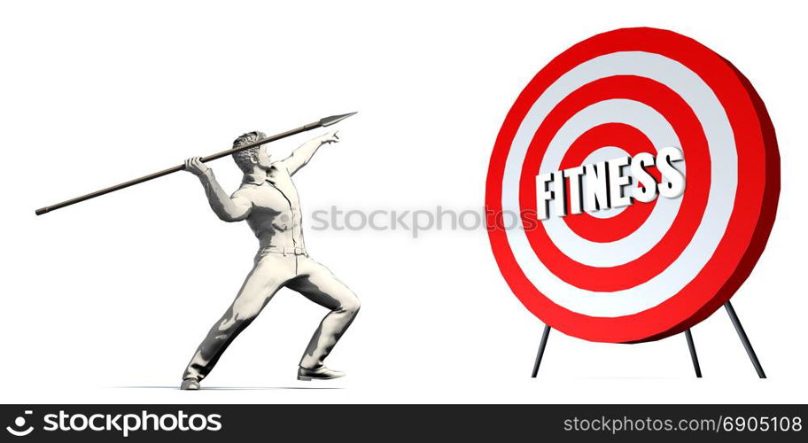 Aiming For Fitness with Bullseye Target on White. Aiming For Fitness