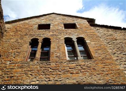 Ainsa medieval romanesque village streets in Huesca Aragon Pyrenees spain