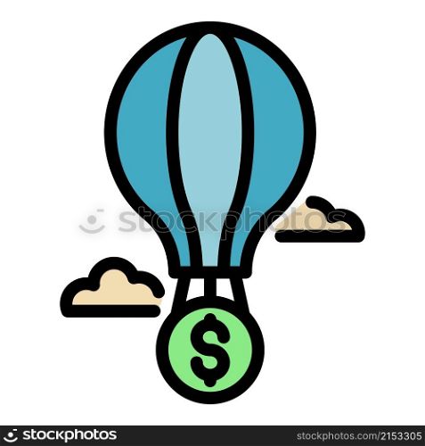 Air ballon startup icon. Outline air ballon startup vector icon color flat isolated. Air ballon startup icon color outline vector