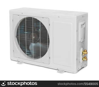 Air conditioner condenser unit isolated on white