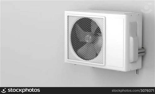 Air conditioner on grey wall