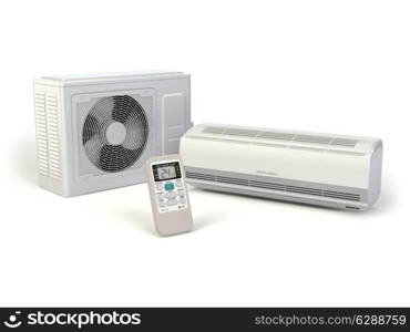 Air conditioner system isolated on white. 3d