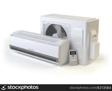 Air conditioner system isolated on white. 3d illustration