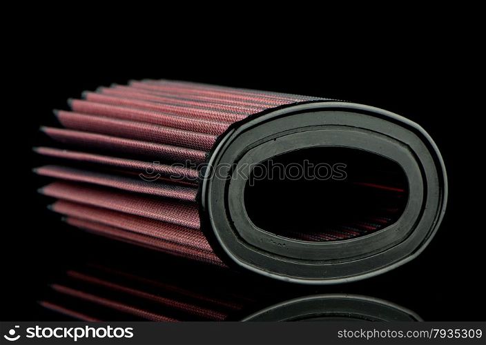 Air cone filter on black background. Vehicle Modification Accessories.