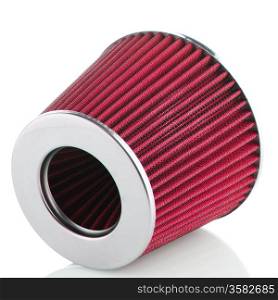 Air cone filter on white background. Vehicle Modification Accessories.