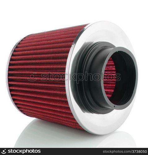 Air cone filter on white background. Vehicle Modification Accessories.