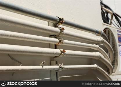 air duct metal pipes, metal pipe for air, outdoor pipes at wall
