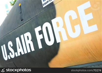 Air Force marking on the side of helicopter