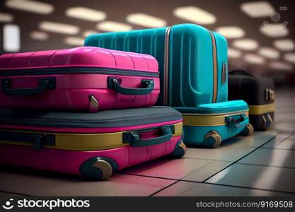 air luggage suitcases in airport illustration Generative AI