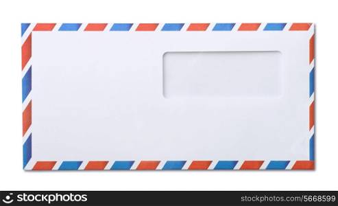 Air mail window envelope isolated on white