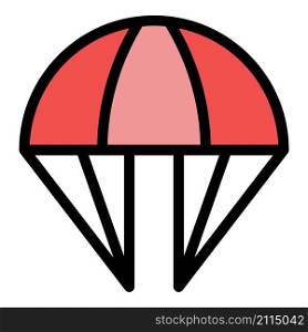 Air parachute icon. Outline air parachute vector icon color flat isolated. Air parachute icon color outline vector