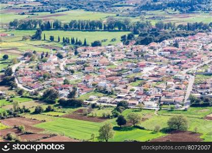 Air photo of town Vlachata in Kefalonia Greece
