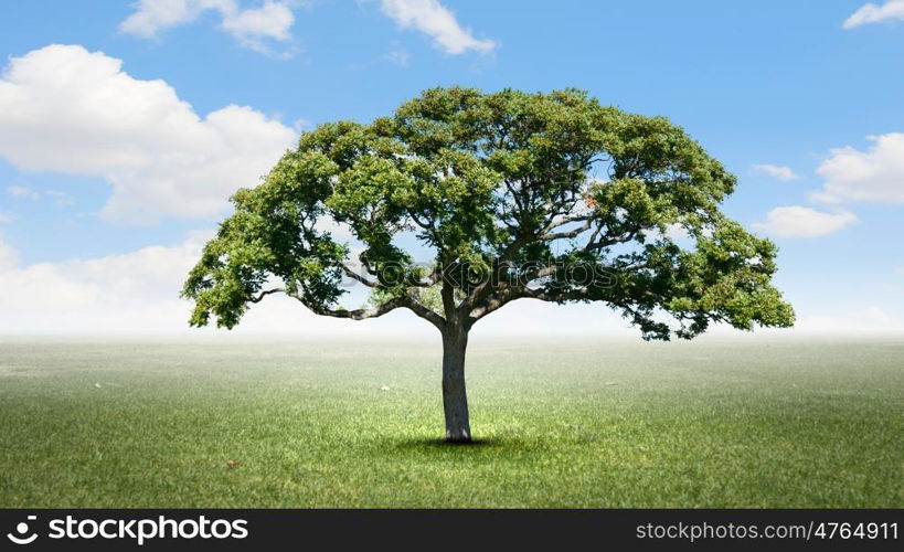 Air pollution. Conceptual image of green tree shaped like brain