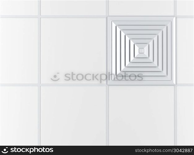 Air vent on the ceiling. Square air vent on the ceiling, 3D illustration