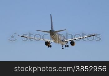 Aircraft landing at Barcelona Airport.Passenger airplane landing.