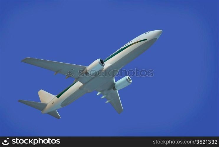aircraft model on blue background, isolated, clipping path included