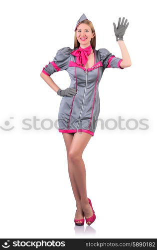 Airhostess isolated on the white