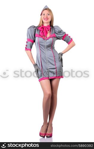 Airhostess isolated on the white