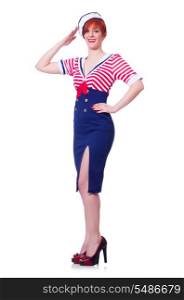 Airhostess isolated on the white background