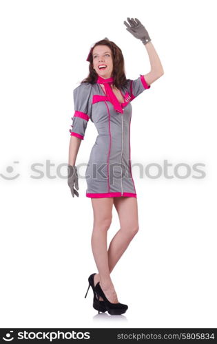 Airhostess isolated on the white background