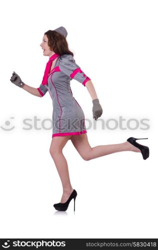 Airhostess isolated on the white background
