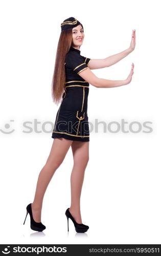 Airhostess isolated on the white background