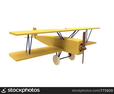 Airplane, colorful wooden toy, 3d rendering, on white background