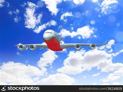Airplane flying on a blue sky