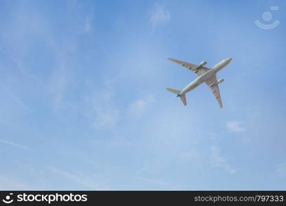 airplane in the blue sky background texture toy. airplane in the blue sky background texture