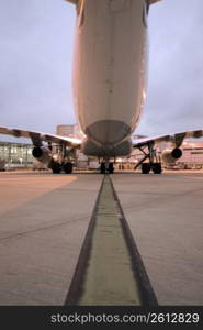 Airplane landing on airfield