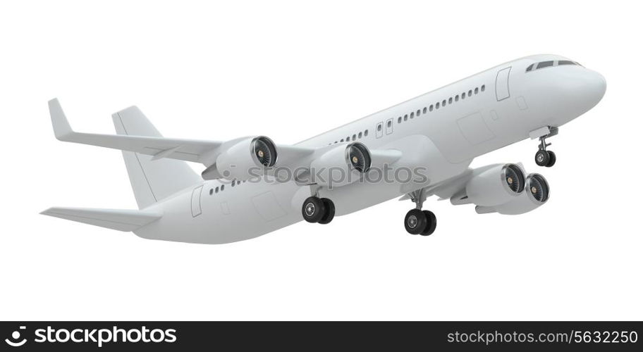 Airplane on white isolated background. Three-dimensional image.