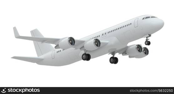 Airplane on white isolated background. Three-dimensional image.