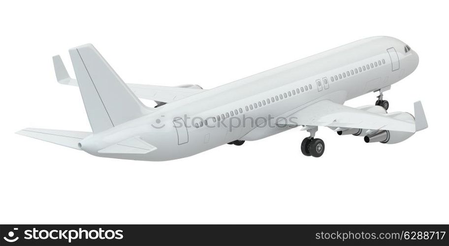 Airplane on white isolated background. Three-dimensional image.
