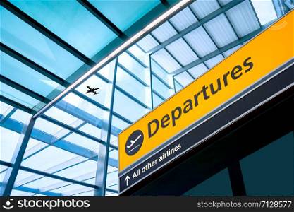 Airport Departure and Arrival sign at Heathrow, London