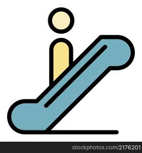 Airport escalator icon. Outline airport escalator vector icon color flat isolated. Airport escalator icon color outline vector