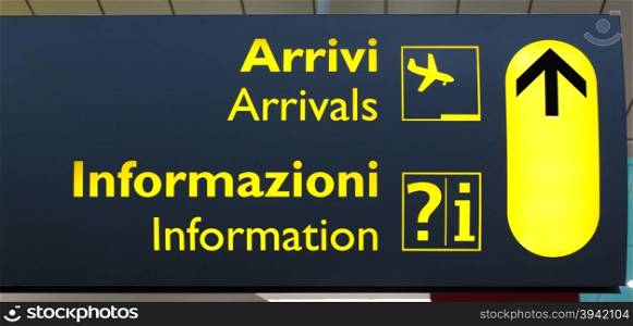 Airport information board in an Italian terminal
