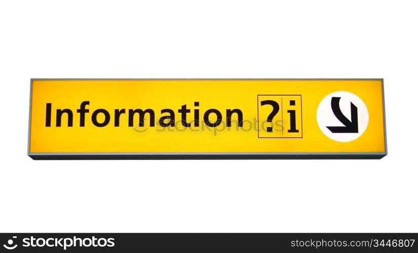 airport information sign, isolated on white