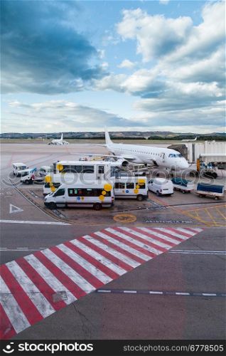 Airport Runway in Madrid Barajas Airport, Spain