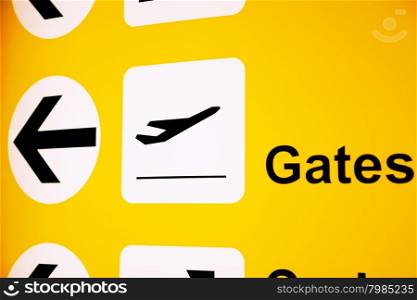 Airport Sign Pointing to Gates Area