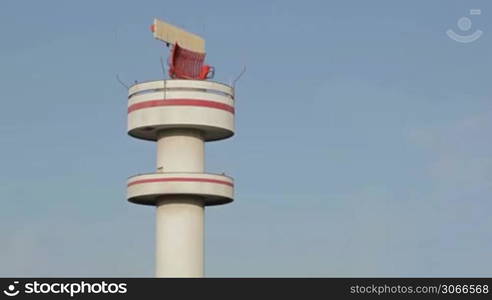 airport tower in hamburg airport, germany. seamless loop footage.