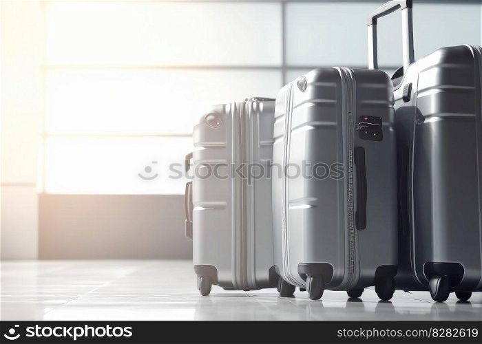 Airport travel suitcase. Tourism bag. Generate Ai. Airport travel suitcase. Generate Ai