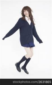 Aisan girl in blue jumper