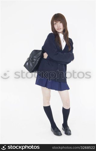 Aisan girl in blue jumper