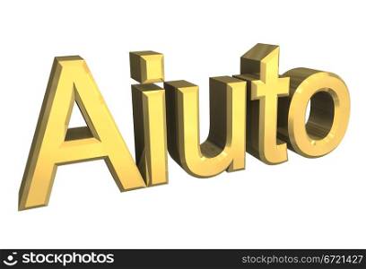 Aiuto (italian word for help) in gold - 3D made