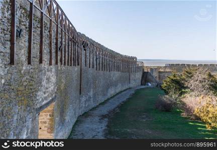 Akkerman, Ukraine - 03.23.2019. Panoramic view of the Akkerman Fortress on the right bank of the Dniester estuary, a historical and architectural monument. Akkerman Fortress near Odessa, Ukraine
