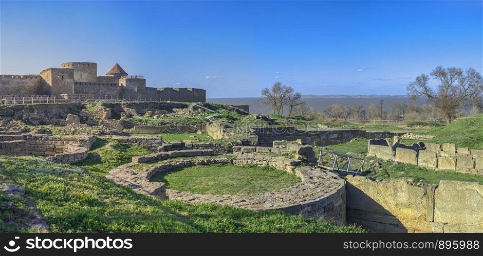 Akkerman, Ukraine - 03.23.2019. Panoramic view of the Akkerman Fortress on the right bank of the Dniester estuary, a historical and architectural monument. Akkerman Fortress near Odessa, Ukraine