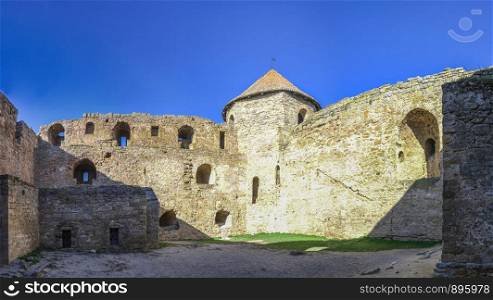 Akkerman, Ukraine - 03.23.2019. Panoramic view of the Fortress walls and towers from the inside of the Akkerman Citadel, a historical and architectural monument. Fortress Walls of the Akkerman Citadel in Ukraine