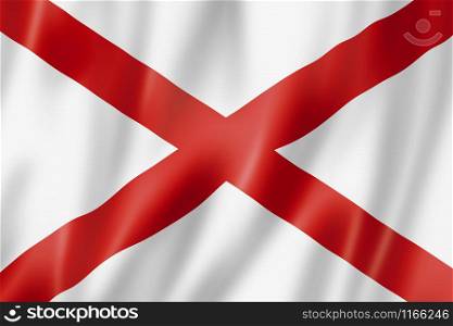Alabama flag, united states waving banner collection. 3D illustration. Alabama flag, USA